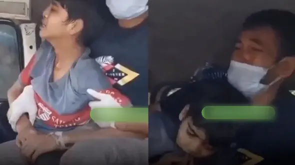 فیلم غم انگیز پسر در حال مرگ در آغوش پدر گریانش ! / سگ گازش گرفت !