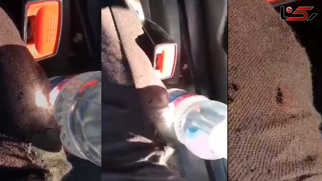 آتش سوزی در خودرو توسط آب معدنی! + فیلم