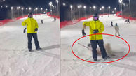 ببینید / لحظه برخورد در پیست اسکی مانند بازی بولینگ
