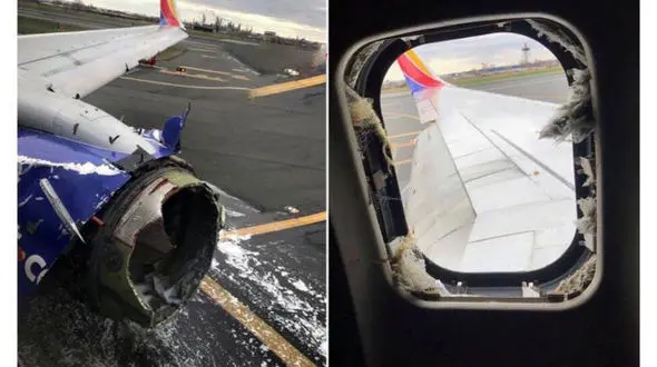 فرود اضطراری هواپیمای مسافربری / شیشه کابین در آسمان شکست + تصاویر