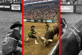 فیلم زمین خوردن گاوباز مقابل گاو خشمگین