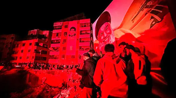 عکس های تاثیرگذار از مراسم یادبود شهید سید حسن نصرالله + فیلم محل آماده سازی مرقد این شهید