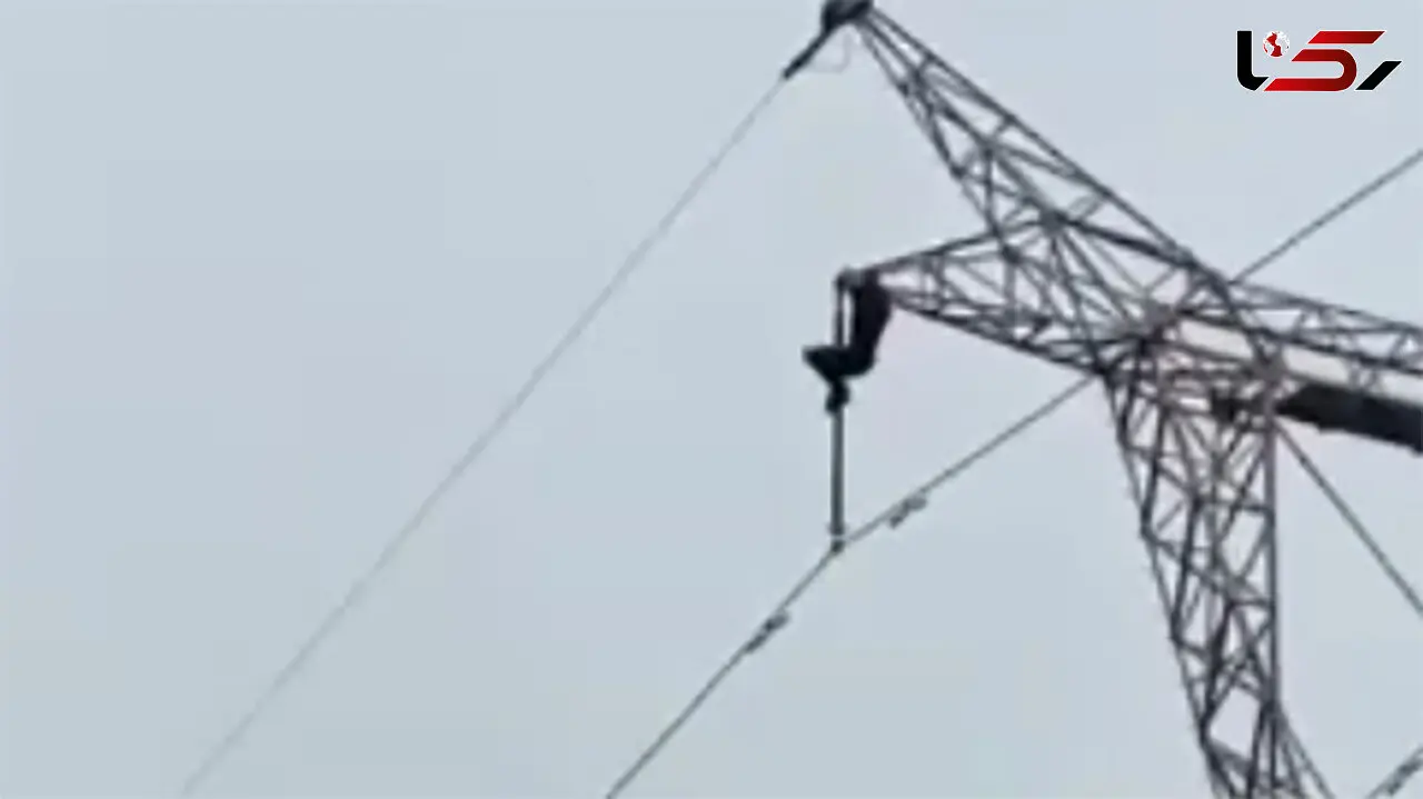 فیلم لحظه سقوط مرگبار یک مرد از دکل برق