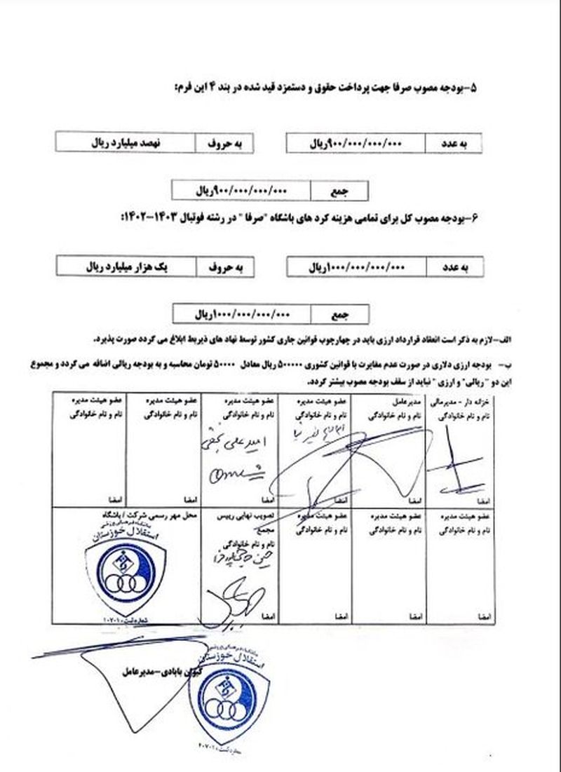 بودجه استقلال خوزستان