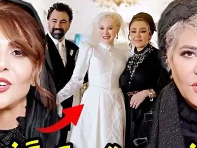 آرزوی خوشبختی بازیگران ایرانی از جمله نیلوفر شهیدی، مرجانه گلچین، شیوا مکینیان، رابعه اسکویی در جشن عروسی مجلل و شاهانه آرام جعفری و بابک انصاری
