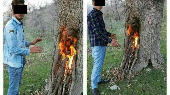 زشت ترین عکس یادگاری 2 جوان در جنگل مازندران در روز سیزده بدر+تصاویر