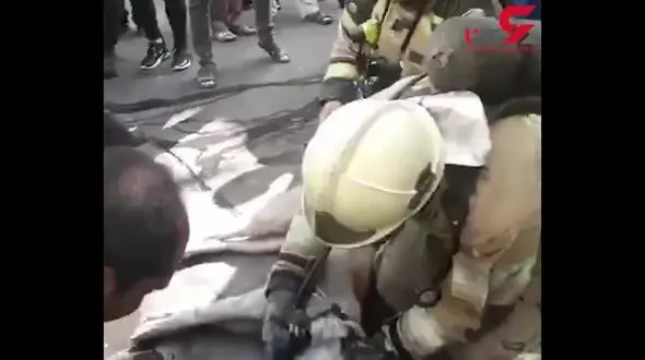 فیلم لحظه نجات یک سگ توسط آتش نشان تهرانی  