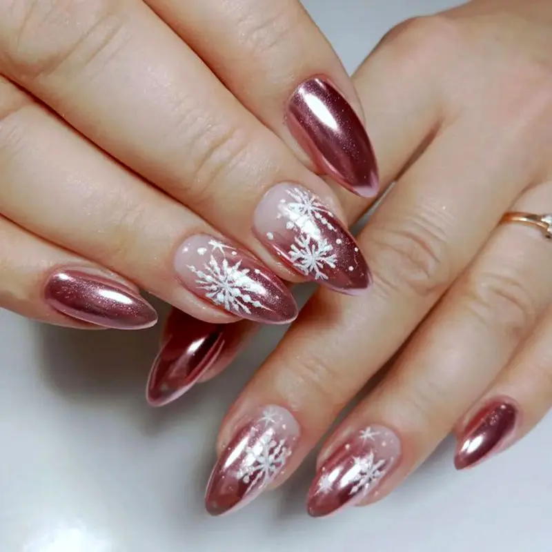 دیزاین ناخن طرح برف جذاب