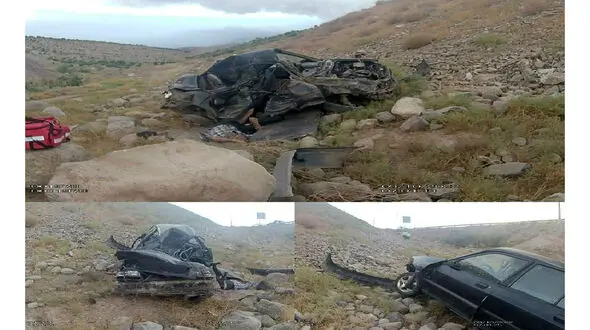 پرواز مرگبار پراید از بالای پل جاده لوشان + علت