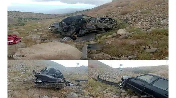 پرواز مرگبار پراید از بالای پل جاده لوشان + علت