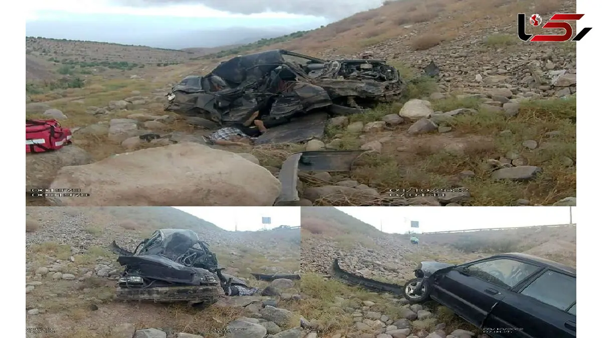 پرواز مرگبار پراید از بالای پل جاده لوشان + علت