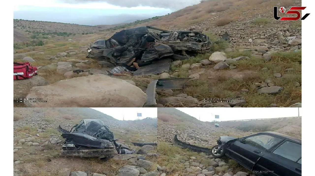 پرواز مرگبار پراید از بالای پل جاده لوشان + علت
