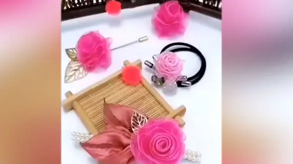 گل رز با روبان بسازیم + فیلم