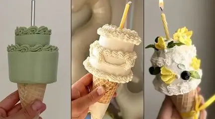 کیک تولد بستنی قیفی | خلاقیتی شیرین برای جشن‌ های تولد