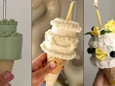 کیک تولد بستنی قیفی | خلاقیتی شیرین برای جشن‌ های تولد