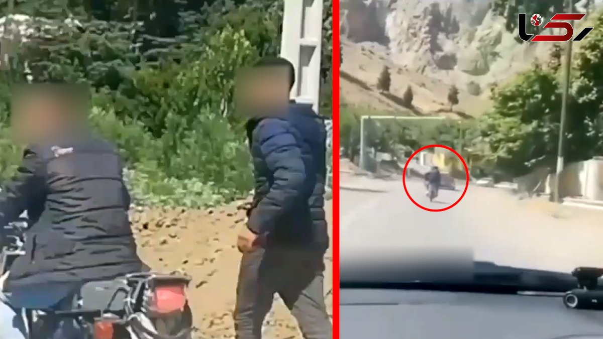 فیلم لحظه سرقت 2 موتورسوار در جاده چالوس