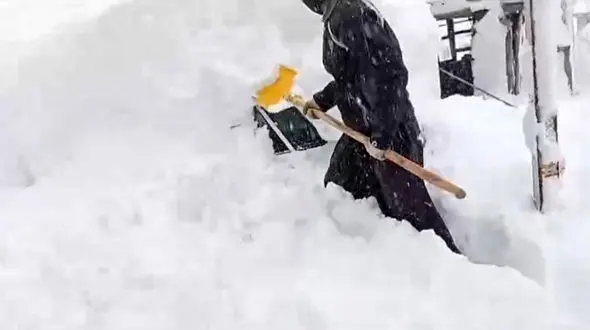فیلم بارش سنگین برف و مدفون شدن ماشین ها در بانه
