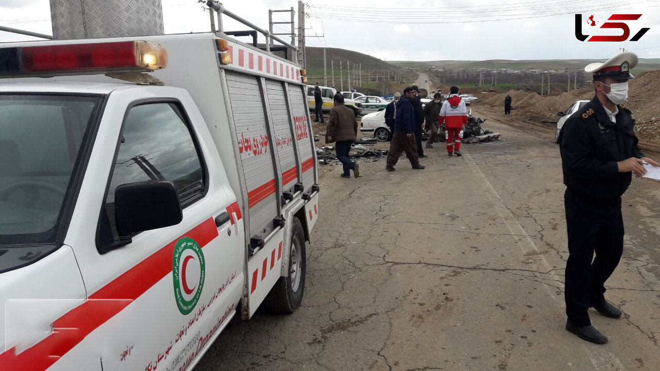 شاخ به شاخ مرگبار 2 خودرو در زنجان 