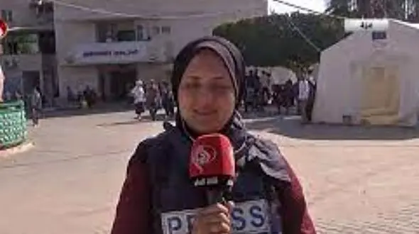 تصاویر لحظه بیهوش‌شدن خانم خبرنگار هنگام پخش زنده در غزه + فیلم