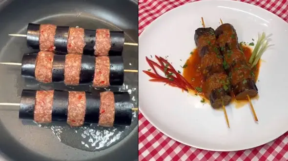طرز تهیه کباب بادمجان + فیلم