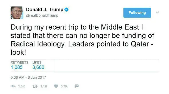 پیام توییتری و عجیب ترامپ در واکنش به بحران قطر+عکس