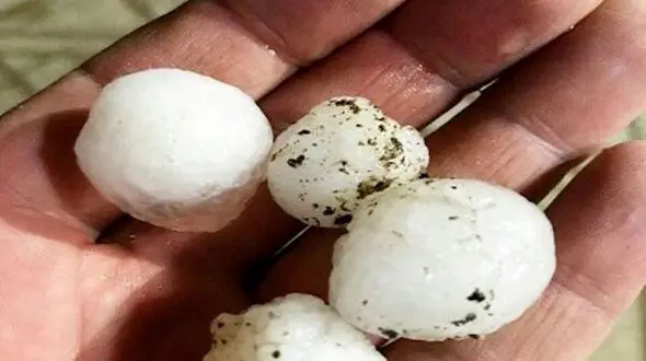 مشاهده تگرگ های غول پیکر در یزد + عکس