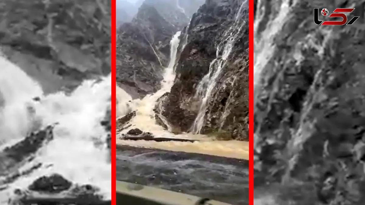 فیلم جاری شدن سیل از کوه‌های حاجی آباد هرمزگان