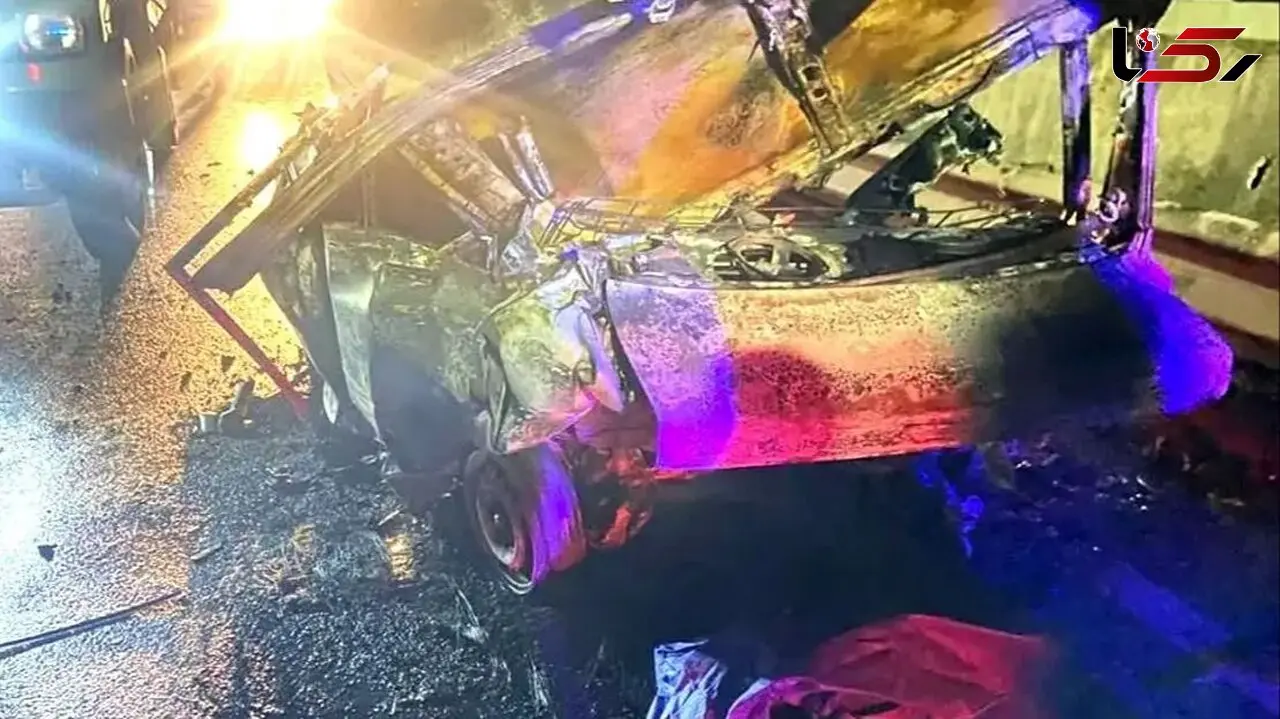 آتش‌سوزی تلخ پراید در جاده کسما جان 2 نفر را گرفت