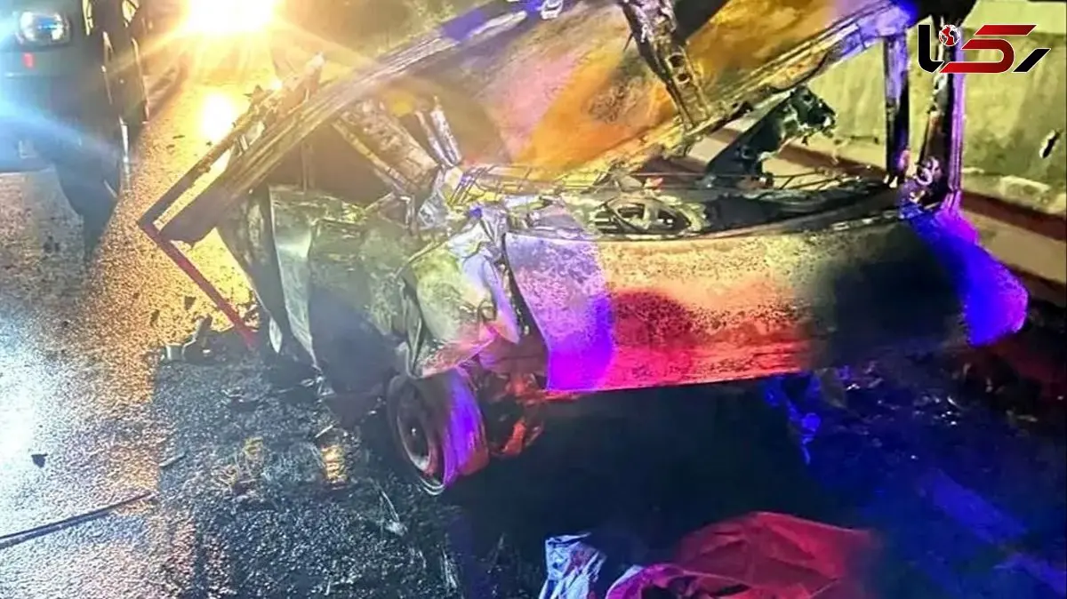 آتش‌سوزی تلخ پراید در جاده کسما جان 2 نفر را گرفت