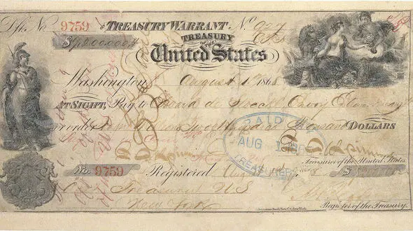 تصویری جالب از چک خرید سرزمین آلاسکا از روسیه