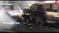 تصادف زنجیره‌ای و آتش گرفتن 20 خودرو در چین+فیلم
