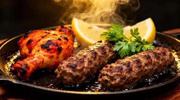 فیلم طرز تهیه کباب تابه‌ ای دو رنگ با مرغ و گوشت قرمز