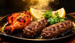 فیلم طرز تهیه کباب تابه‌ ای دو رنگ با مرغ و گوشت قرمز