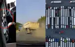 ببینید / از رانش زمین و ریزش سنگ تا تصادف چند کامیون در جاده + فیلم حادثه ای 