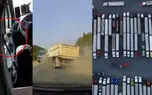 ببینید / از رانش زمین و ریزش سنگ تا تصادف چند کامیون در جاده + فیلم حادثه ای 