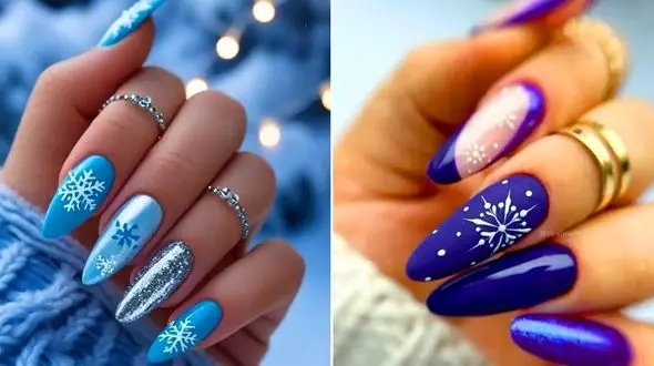 جدیدترین مدل‌ های ناخن زمستانی؛ ترکیب رویایی رنگ‌ های سرد و متالیک + 15 طراحی جذاب