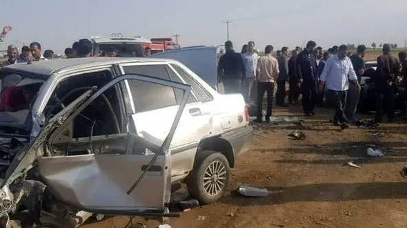 تصادف مرگبار پراید و ساینا 2 تن را به کام مرگ کشاند / در سوسنگرد رخ داد+ عکس