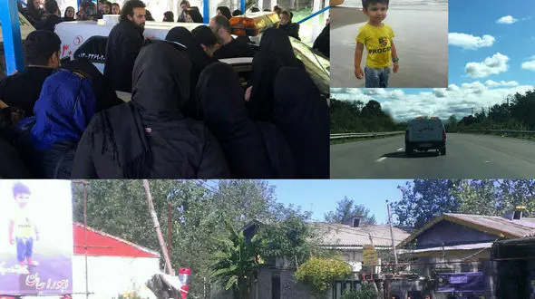 رشت به سوگ نشست / آغاز مراسم تشییع اهورا در خمام بدون حضور مادر کودک+ فیلم و تصاویر