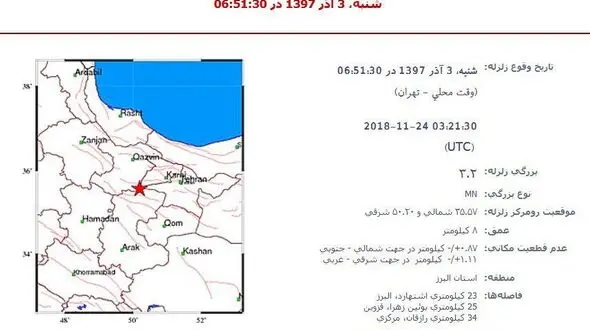 زلزله در نزدیکی تهران امروز صبح +سند
