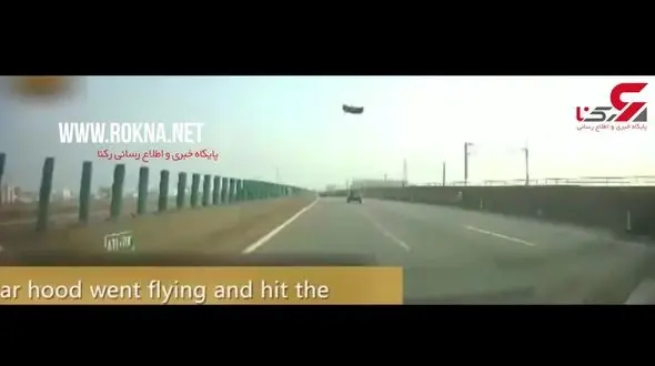 پرواز کاپوت در هوا موجب وحشت رانندگان شد +فیلم 
