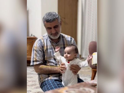 فیلم / دختر سردار حاجی‌زاده خطاب به پدر شهیدش: بابا دخترم یک ساله شد کجایی؟..../صحنه جگرسوز بازی سردار با نوه اش 