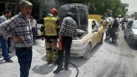 حریق تاکسی سمند در قزوین