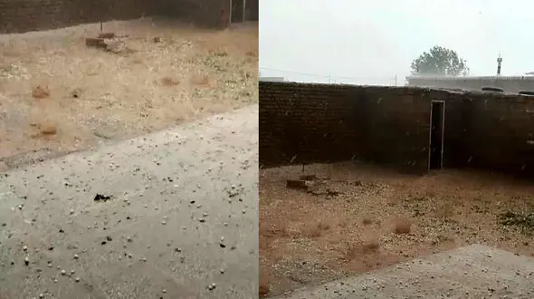 ریزش فوق‌العاده سنگین تگرگ روستای امین آباد+فیلم