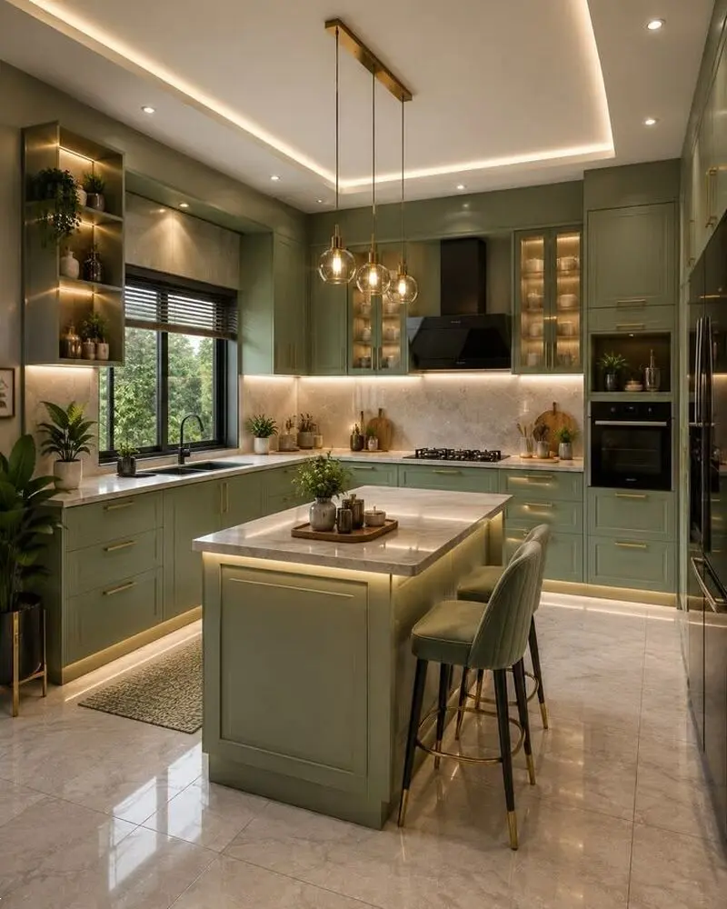 مدل های کابینت سبز ماچا