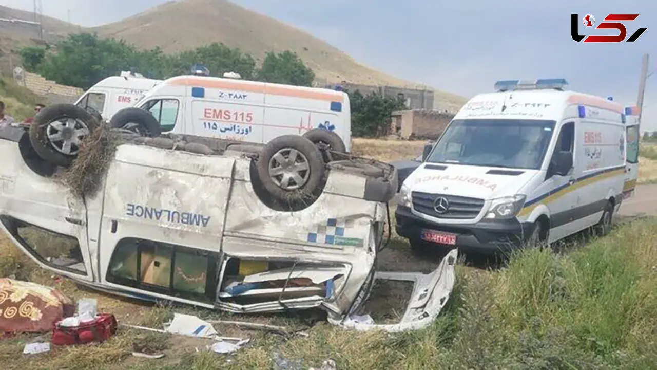 آمولانس نجات خودش تابوت مرگ شد / واژگونی مرگبار در آزادراه نظنز _ کاشان