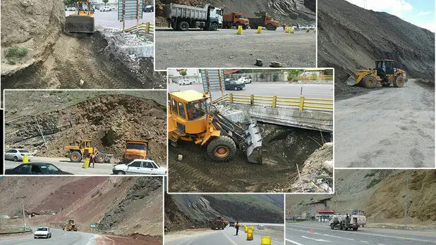 ریزش کوه در محور چالوس + تصاویر