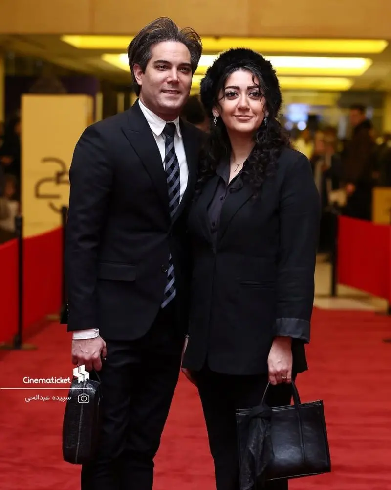 امیرعلی نبویان و همسرش در اختتامیه جشنواره ۲۵