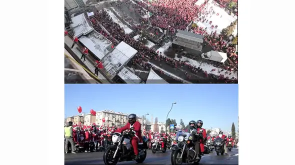 اقدام انساندوستانه 20 هزار بابانوئل‎  برای حمایت از کودکان یتیم +عکس