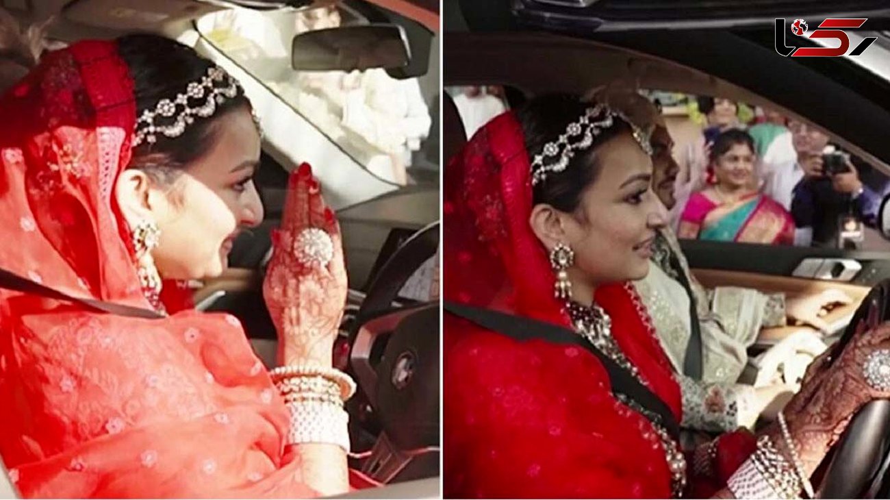 عروس هندی ماشین عروسی را خودش راند + عکس