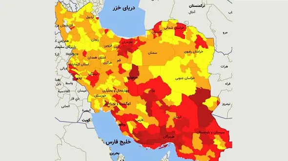 رنگ بندی جدید کرونا در کشور/ 120 شهر در وضعیت قرمز کرونایی
